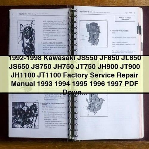 1992-1998 Kawasaki JS550 JF650 JL650 JS650 JS750 JH750 JT750 JH900 JT900 JH1100 JT1100 Manuel de réparation d'usine 1993 1994 1995 1996 1997