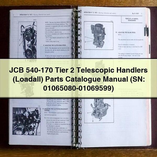 JCB 540-170 Tier 2 Telescopic Handlers (Loadall) Parts Catalogue Manual (SN: 01065080-01069599)