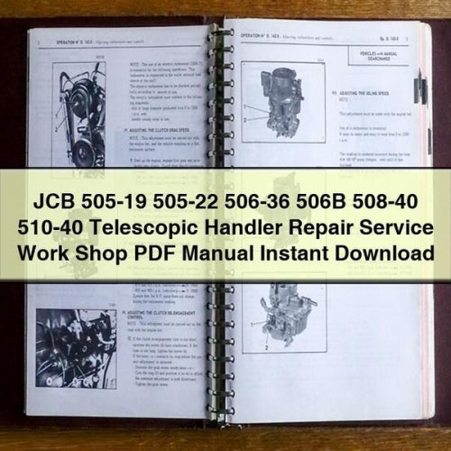 Manual de taller de reparación y servicio de manipuladores telescópicos JCB 505-19 505-22 506-36 506B 508-40 510-40