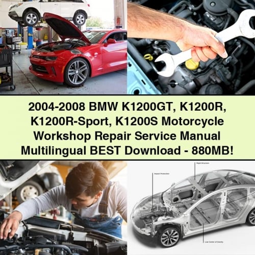 Manual de reparación y servicio de taller de motocicletas BMW K1200GT K1200R K1200R-Sport K1200S 2004-2008 Multilingüe Mejor - 880 MB