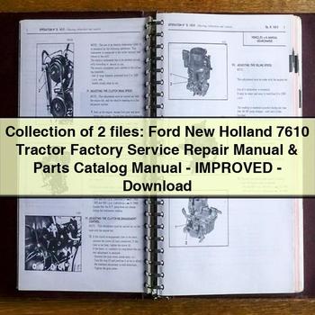 Colección de 2 archivos: Manual de reparación y servicio de fábrica del tractor Ford New Holland 7610 y catálogo de piezas Manual-Mejorado-PDF