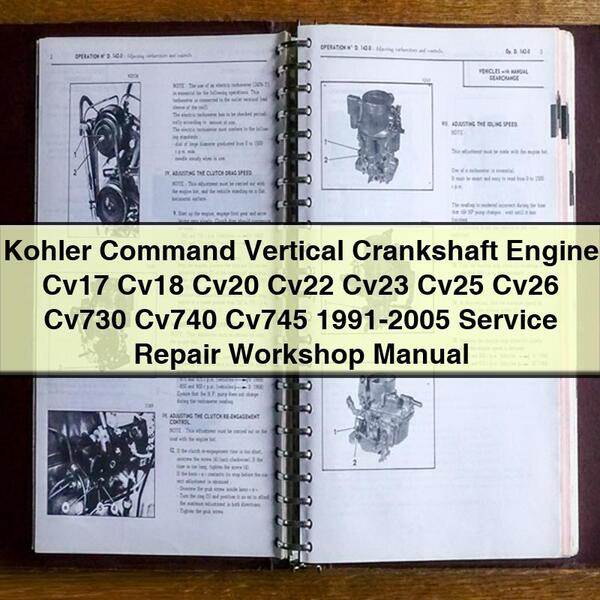 Manual de taller y reparación del motor Kohler Command con cigüeñal vertical Cv17 Cv18 Cv20 Cv22 Cv23 Cv25 Cv26 Cv730 Cv740 Cv745 1991-2005