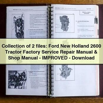 Collection de 2 fichiers : Manuel de réparation et d'entretien d'usine du tracteur Ford New Holland 2600 et manuel d'atelier amélioré PDF