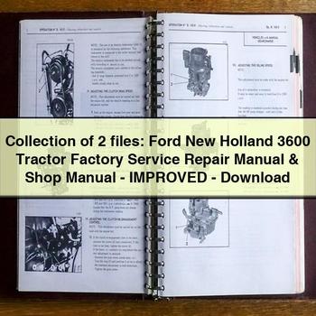 Collection de 2 fichiers : Manuel de réparation et d'entretien d'usine du tracteur Ford New Holland 3600 et manuel d'atelier amélioré PDF