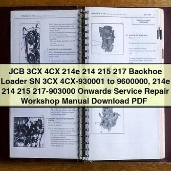 Retroexcavadora JCB 3CX 4CX 214e 214 215 217 SN 3CX 4CX-930001 a 9600000 214e 214 215 217-903000 en adelante Manual de taller de servicio y reparación