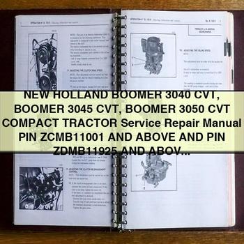 Manual de servicio y reparación del tractor compacto New Holland BOOMER 3040 CVT BOOMER 3045 CVT BOOMER 3050 CVT PIN ZCMB11001 y superiores y PIN ZDMB11925 y superiores