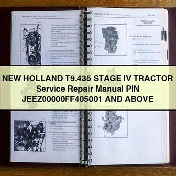 Manuel de réparation et d'entretien du tracteur New Holland T9.435 STAGE IV PIN JEEZ00000FF405001 et supérieur