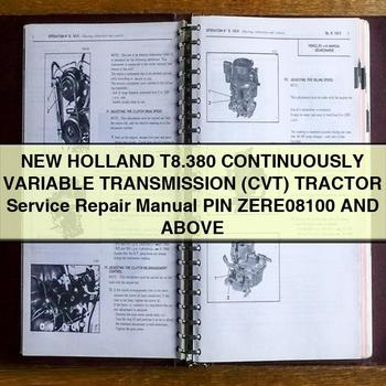 Manual de servicio y reparación del tractor con transmisión variable continua (CVT) New Holland T8.380 PIN ZERE08100 y superiores