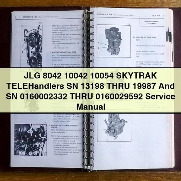 Manual de servicio de los manipuladores telescópicos SKYTRAK JLG 8042 10042 10054 SN 13198 HASTA 19987 y SN 0160002332 HASTA 0160029592