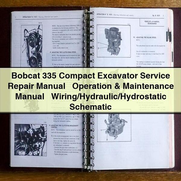 Bobcat 335 Compact Excavator Service Repair Manual + Operation & Maintenance Manual + Wiring/Hydraulic/Hydrostatic Schematic