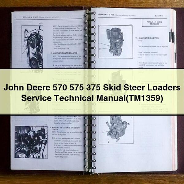 Manual técnico de servicio de minicargadoras John Deere 570, 575 y 375 (TM1359)