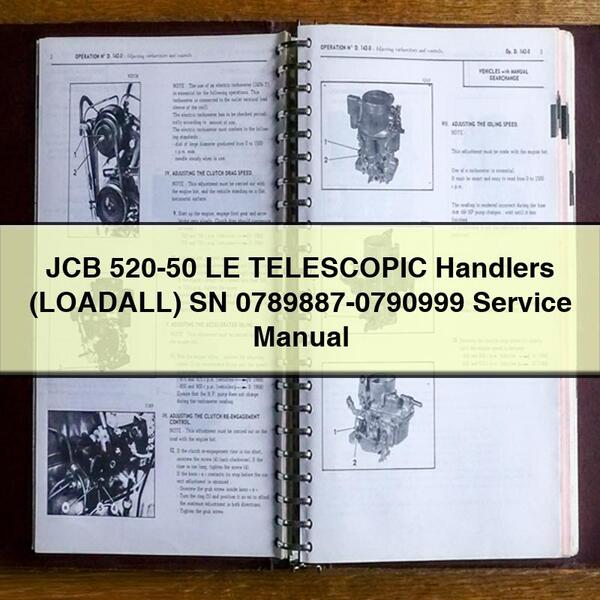 Manual de servicio de manipuladores telescópicos JCB 520-50 LE (LOADALL) SN 0789887-0790999