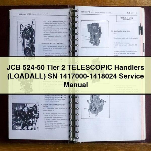 Manual de servicio de manipuladores telescópicos JCB 524-50 Tier 2 (LOADALL) SN 1417000-1418024