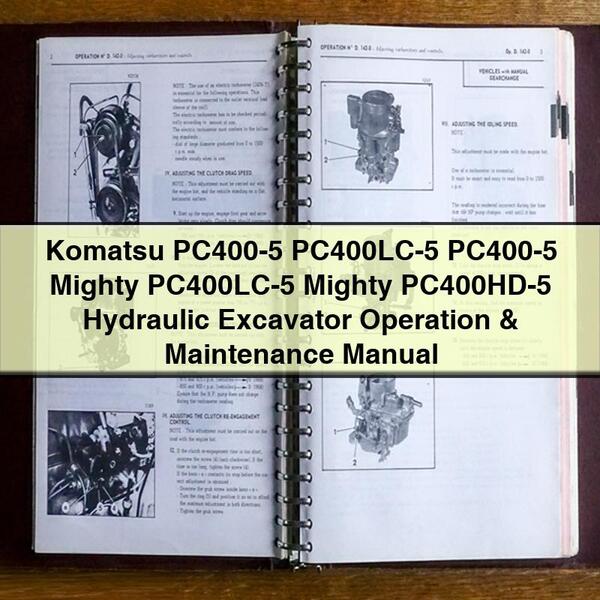 Manual de operación y mantenimiento de la excavadora hidráulica Komatsu PC400-5 PC400LC-5 PC400-5 Mighty PC400LC-5 Mighty PC400HD-5