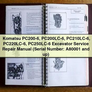 Manuel de réparation et d'entretien des excavatrices Komatsu PC200-6 PC200LC-6 PC210LC-6 PC220LC-6 PC250LC-6 (numéro de série : A80001 et plus)