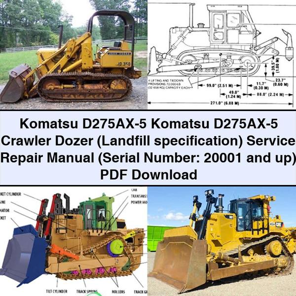 Manual de servicio y reparación de la topadora de cadenas Komatsu D275AX-5 Komatsu D275AX-5 (especificación para vertederos) (número de serie: 20001 y posteriores)