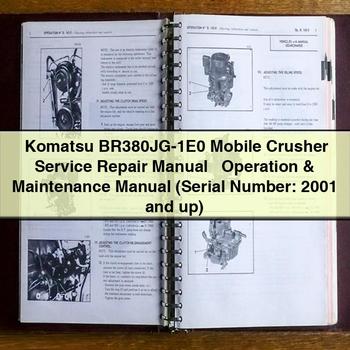 Manuel de réparation et d'utilisation du concasseur mobile Komatsu BR380JG-1E0 (numéro de série : 2001 et plus)