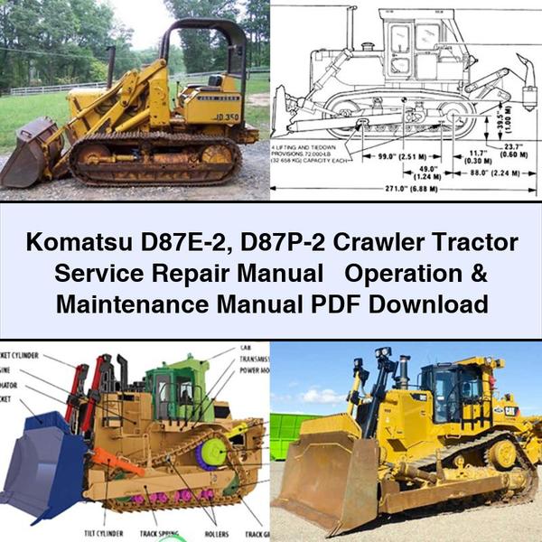 Manual de servicio y reparación del tractor de orugas Komatsu D87E-2 D87P-2 + Manual de operación y mantenimiento