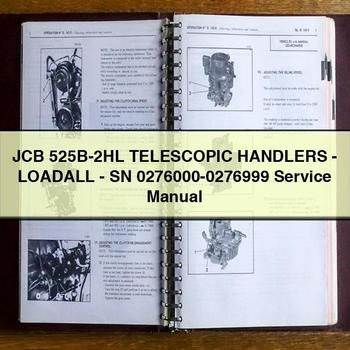 Manual de servicio y reparación de manipuladores telescópicos JCB 525B-2HL-LOADALL-SN 0276000-0276999