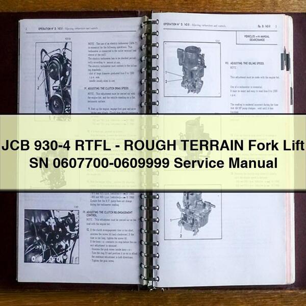 JCB 930-4 RTFL-ROUGH TERRAIN Fork Lift SN 0607700-0609999 Service Repair Manual