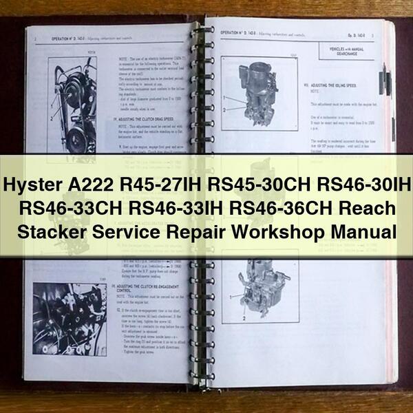 Hyster A222 R45-27IH RS45-30CH RS46-30IH RS46-33CH RS46-33IH RS46-36CH Reach Stacker Service Repair Workshop Manual