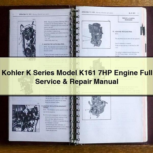 Manual completo de servicio y reparación del motor Kohler Serie K, modelo K161 de 7 HP