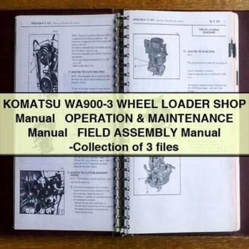 Manual de taller de la cargadora de ruedas Komatsu WA900-3 + Manual de operación y mantenimiento + Manual de montaje en campo - Colección de 3 archivos