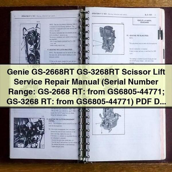 Genie GS-2668RT GS-3268RT Scissor Lift Service Repair Manual (Serial Number Range: GS-2668 RT: from GS6805-44771; GS-3268 RT: from GS6805-44771)