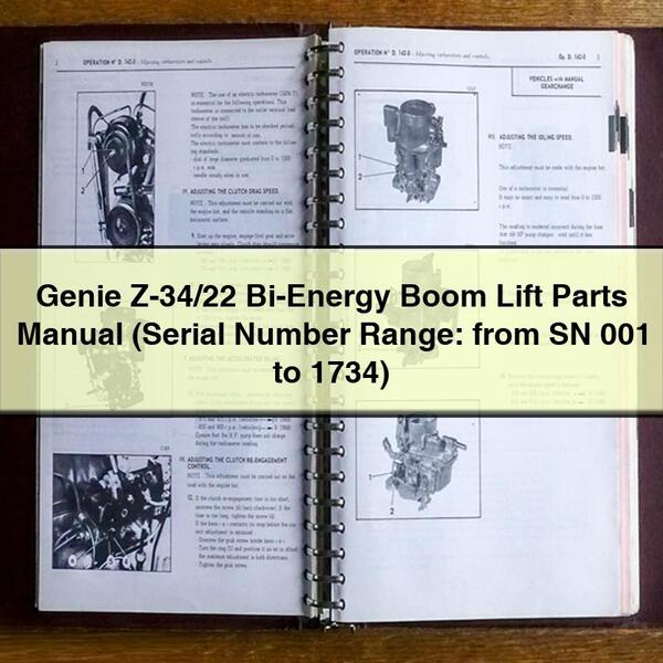 Manual de piezas del elevador de pluma Genie Z-34/22 Bi-Energy (rango de números de serie: de SN 001 a 1734)