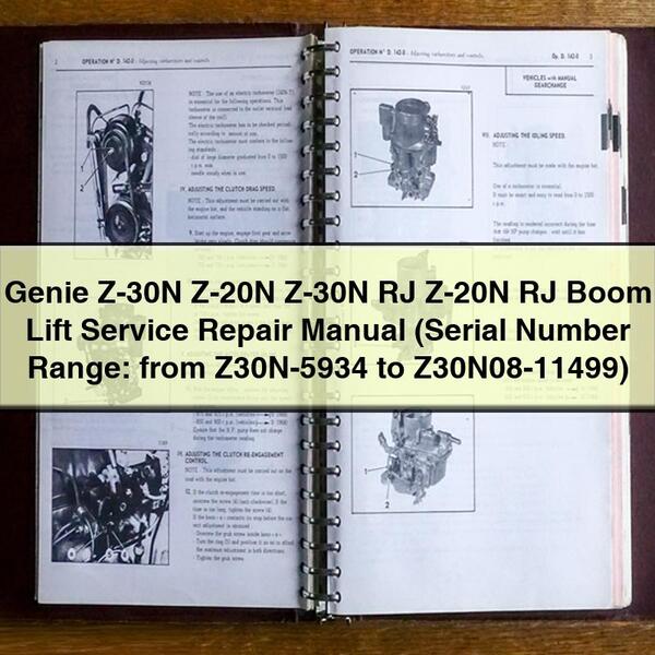 Manual de servicio y reparación de elevadores de pluma Genie Z-30N Z-20N Z-30N RJ Z-20N RJ (rango de números de serie: de Z30N-5934 a Z30N08-11499)