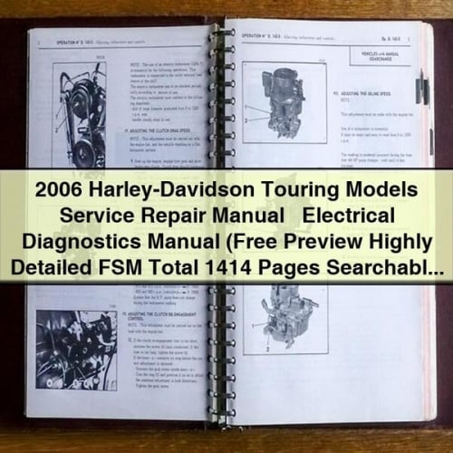 Manuel de réparation et d'entretien des modèles Harley-Davidson Touring 2006 + Manuel de diagnostic électrique (aperçu gratuit, FSM très détaillé, total de 1414 pages indexées et consultables)