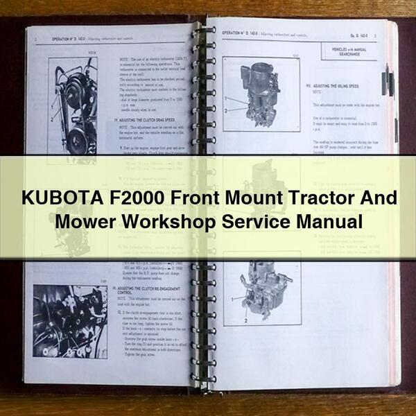 Manual de taller y reparación del tractor y cortacésped de montaje frontal Kubota F2000