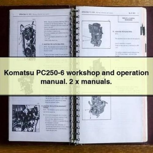 Manuel d'atelier et d'utilisation Komatsu PC250-6. 2 x manuels.