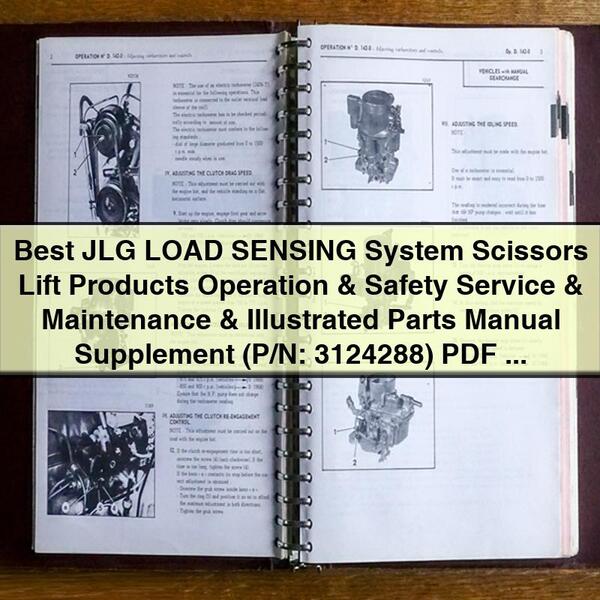 Best JLG LOAD SENSING System Scissors Lift Products Operation & Safety Service & Maintenance & Illustrated Parts Manual Supplement (P/N: 3124288)