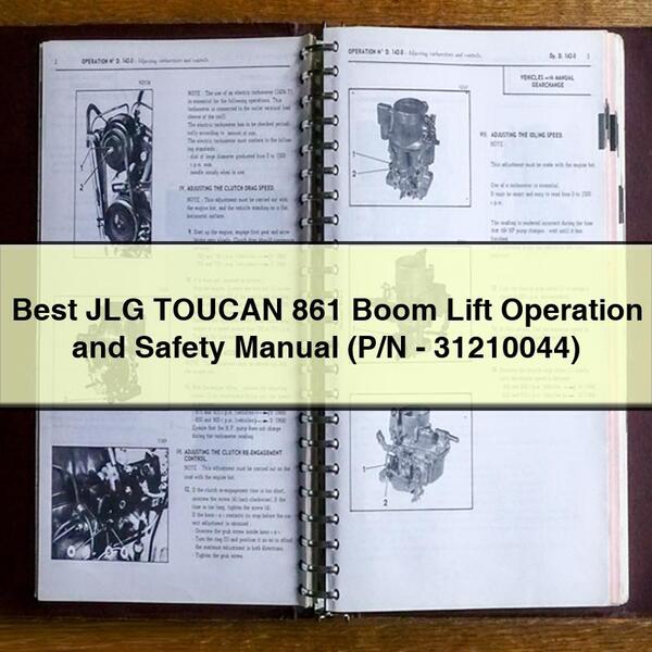 Best JLG TOUCAN 861 Boom Lift Operation and Safety Manual (P/N-31210044)