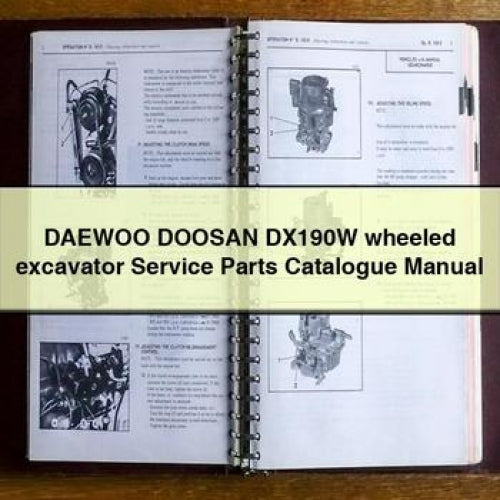 Catálogo de piezas de servicio y manual de la excavadora de ruedas DAEWOO DOOSAN DX190W