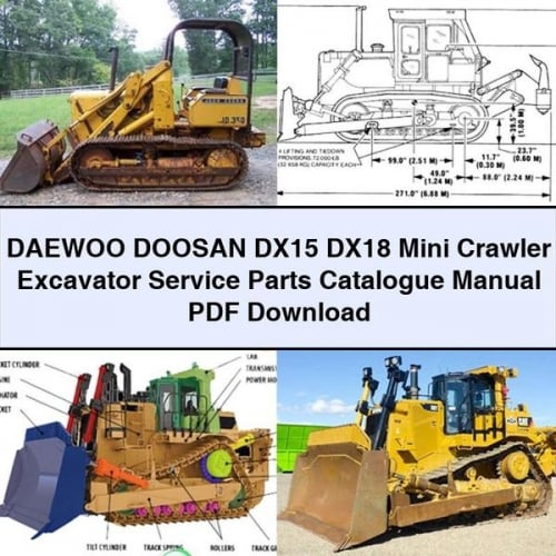 Catálogo de piezas de servicio y manual de la miniexcavadora sobre cadenas DAEWOO DOOSAN DX15 DX18