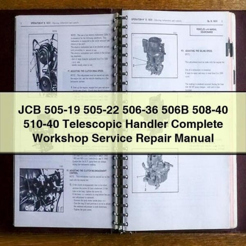 Manual completo de reparación y servicio del taller de manipuladores telescópicos JCB 505-19 505-22 506-36 506B 508-40 510-40