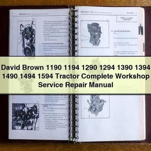 Manual completo de servicio y reparación del tractor David Brown 1190 1194 1290 1294 1390 1394 1490 1494 1594