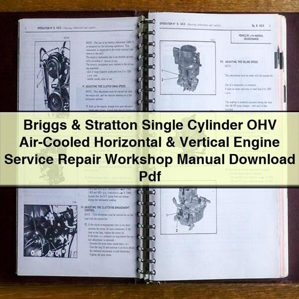 Manual de taller y reparación de motor horizontal y vertical refrigerado por aire de un solo cilindro OHV Briggs &amp; Stratton, PDF